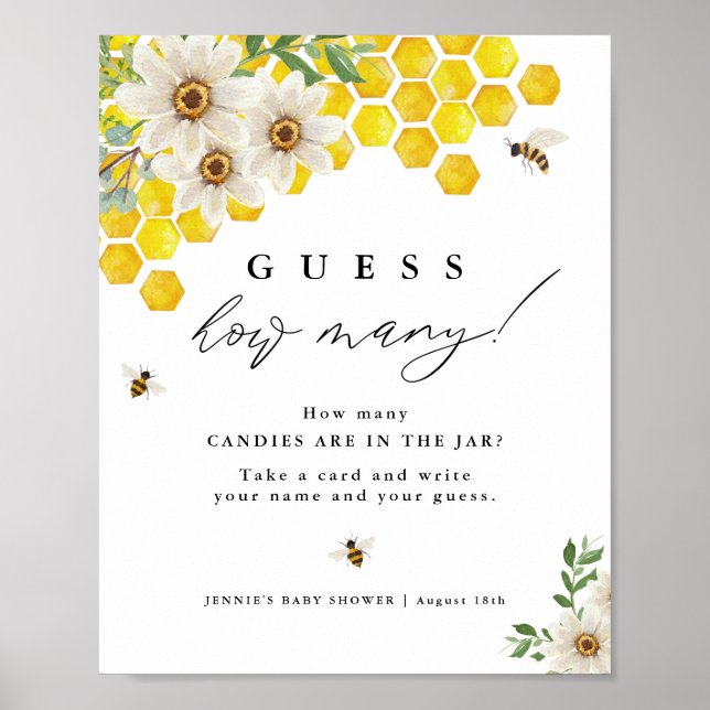 Honey Bee and Daisy Guess How Many Game Display Poster (Front)