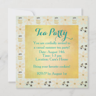 Honey Bee and Flower Tea Party Invitations