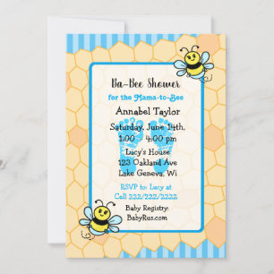 Honey Bee and Honeycomb Boy's Baby Shower Invitation