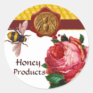 HONEY BEE AND PINK ROSE,BEEKEEPER WAX SEAL