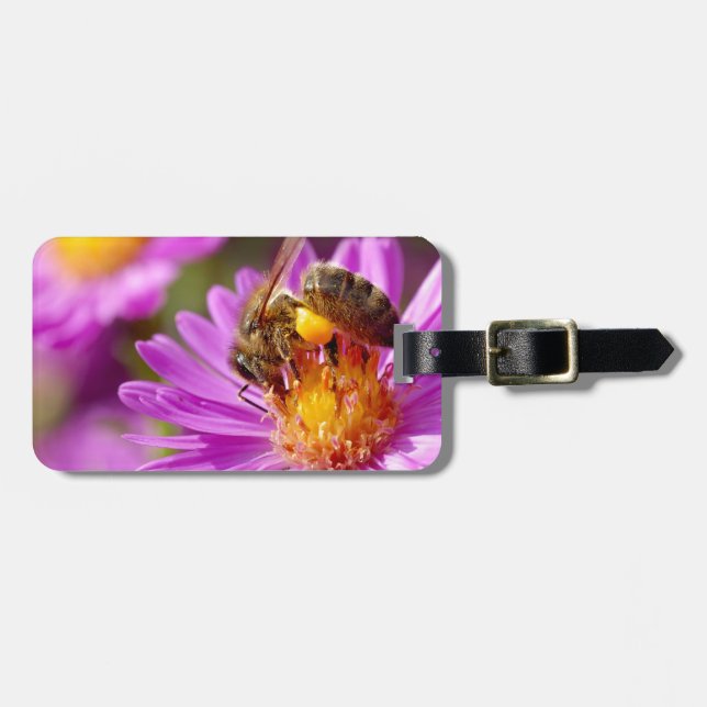 Honey bee and pollination luggage tag (Front Horizontal)