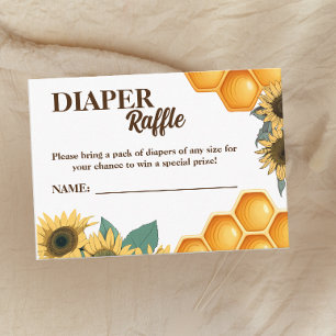 Honey Bee and Sunflower Mum to Bee Diaper Raffle  Enclosure Card