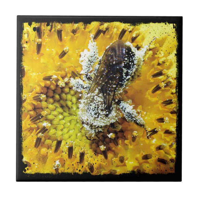 Honey Bee and Sunflower Tile (Front)