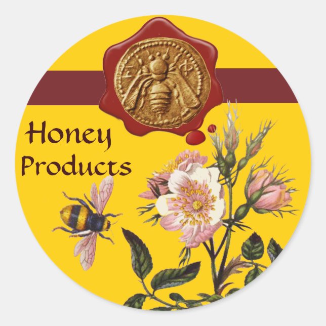 HONEY BEE AND WILD ROSES ,BEEKEEPER WAX SEAL (Front)