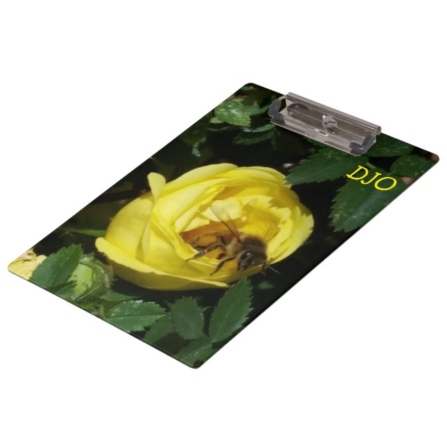Honey Bee and Yellow Rose Two sided Clipboard (Angled)