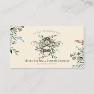 Honey Bee Apiary Floral Rustic Ivory Business Card