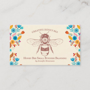 Honey Bee Apiary Flowers handdrawn Business Card