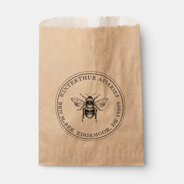 Honey Bee Apiary Product Gift Shop Bag Kraft (Front)