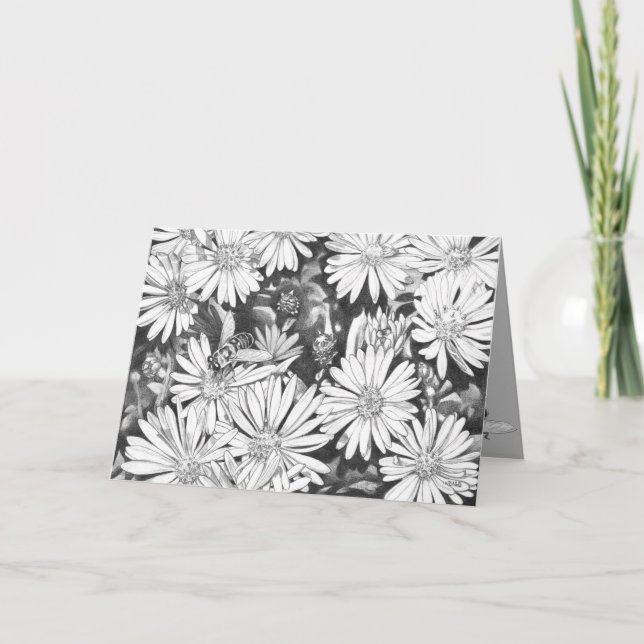 Honey Bee Art Card Wildflower Custom Greeting Card (Front)