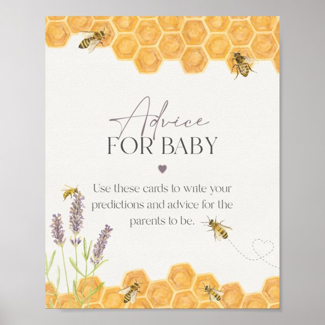 honey bee baby shower advice for baby sign (Front)
