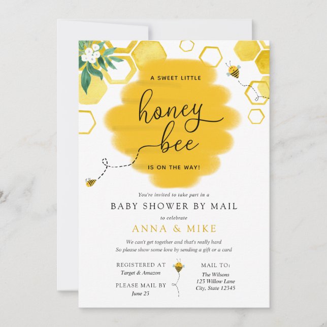 Honey Bee Baby Shower by Mail Invitation (Front)