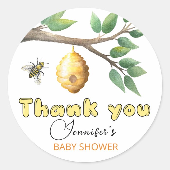 Honey Bee Baby Shower  Classic Round Sticker (Front)