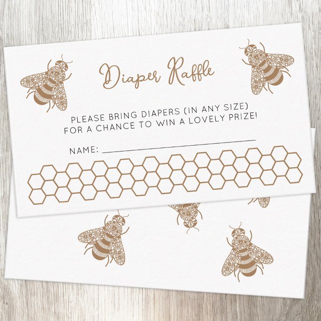 Honey Bee Baby Shower Diaper Raffle Enclosure Card (Mommy to Bee honeybee themed diaper raffle enclosure card for  baby shower)
