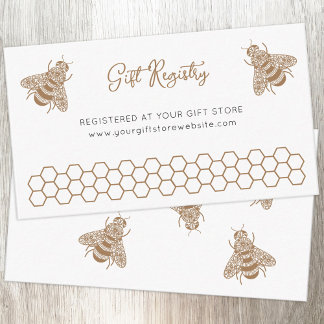 Honey Bee Baby Shower Gift Registry Enclosure Card
