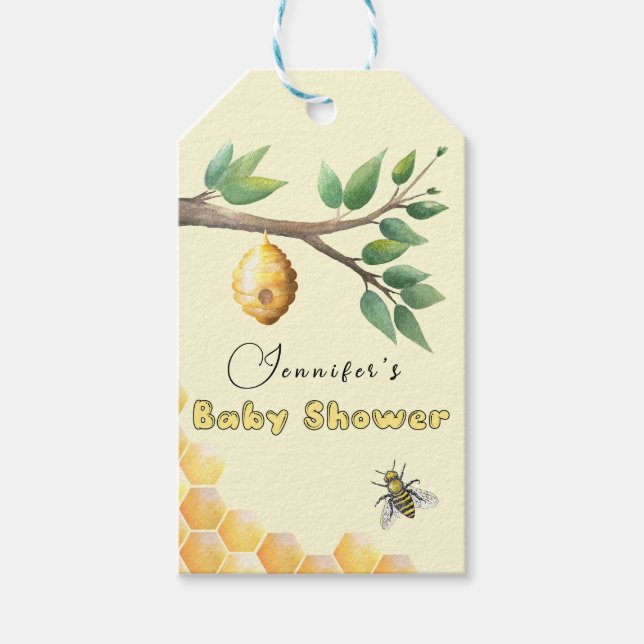 Honey Bee Baby Shower Gift Tags (Front)