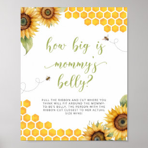 Honey Bee Baby Shower How Big Is Mummy's Belly Poster