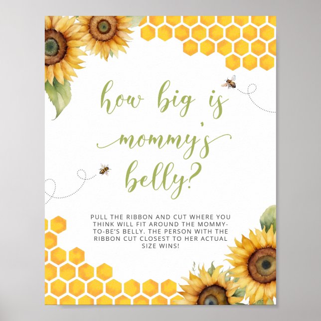 Honey Bee Baby Shower How Big Is Mummy's Belly Poster (Front)