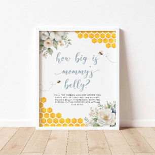 Honey Bee Baby Shower How Big Is Mummy's Belly Poster