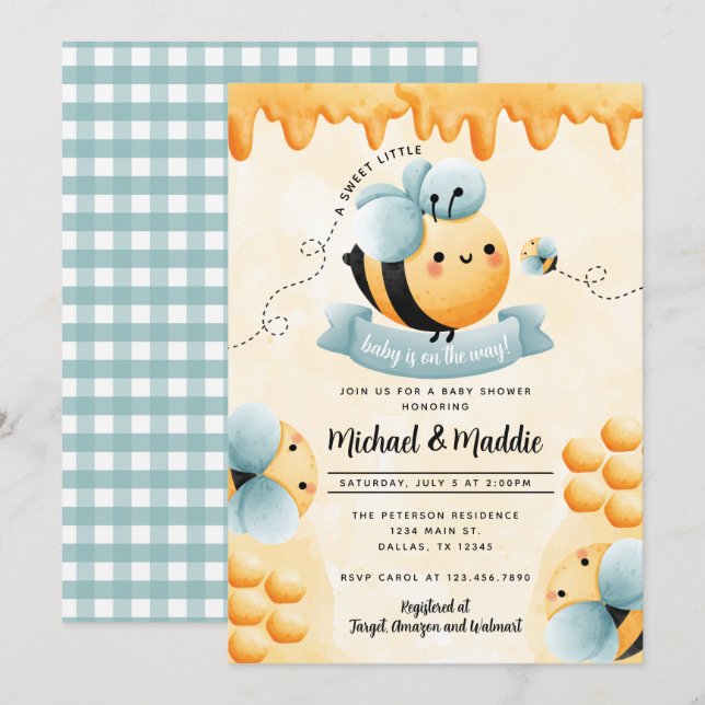 Honey Bee Baby Shower Invitation (Front/Back)
