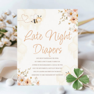 Honey Bee Baby Shower Late Night Diapers Sign