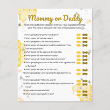 Honey Bee Baby Shower Mummy or Daddy Game