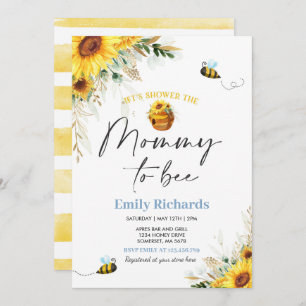 Honey Bee Baby Shower Sunflower Mummy To Bee Invitation
