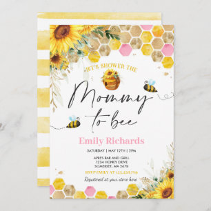 Honey Bee Baby Shower Sunflower Mummy To Bee Invitation