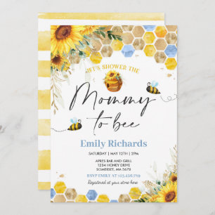 Honey Bee Baby Shower Sunflower Mummy To Bee Invitation