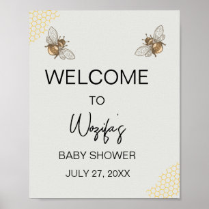 Honey Bee baby shower welcome Poster
