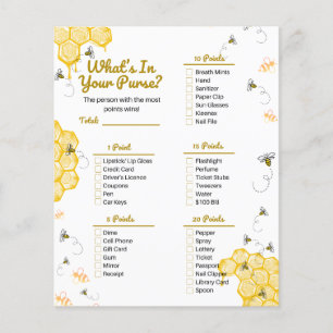 Honey Bee Baby Shower What's in Your Purse Game