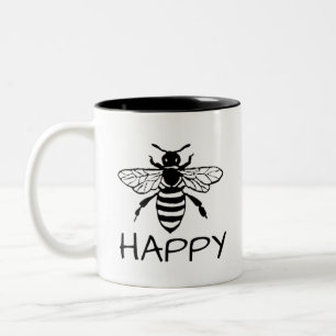 Honey Bee/ Be Happy Two-Tone Coffee Mug
