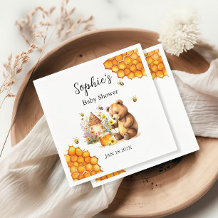 Honey Bee Bear Baby Shower Napkin