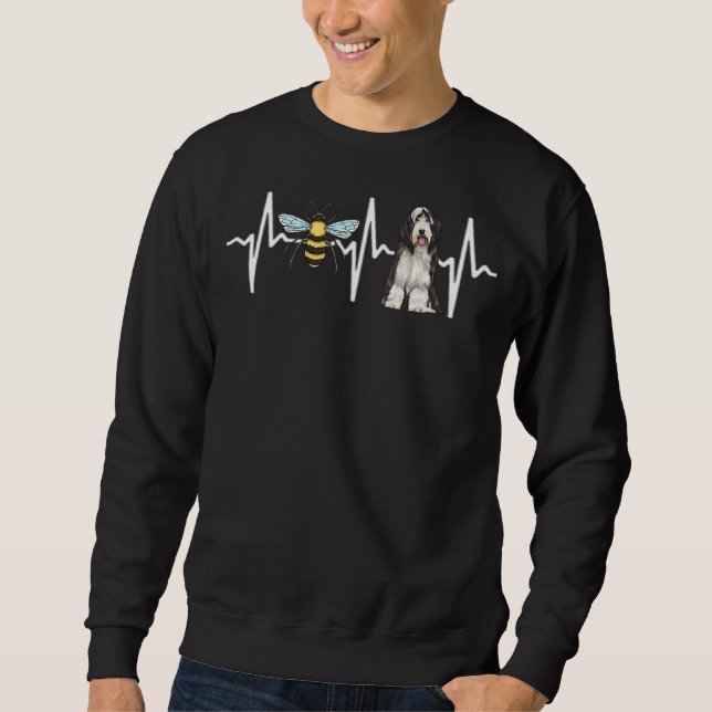 Honey Bee Bearded Collie Heartbeat Dog Sweatshirt (Front)