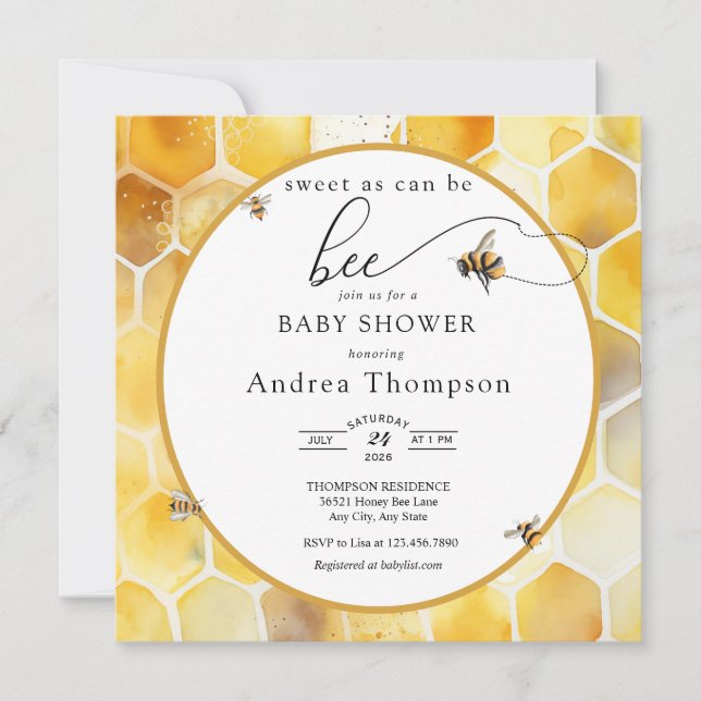 Honey Bee |  Bee Baby Shower Invitation (Front)