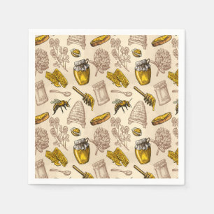 Honey Bee Beehive Vintage Organic Natural Rustic Napkin