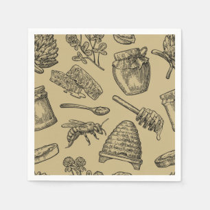Honey Bee Beehive Vintage Organic Natural Rustic Napkin