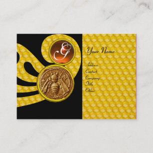 HONEY BEE ,BEEKEEPER APIARIST MONOGRAM BUSINESS CARD