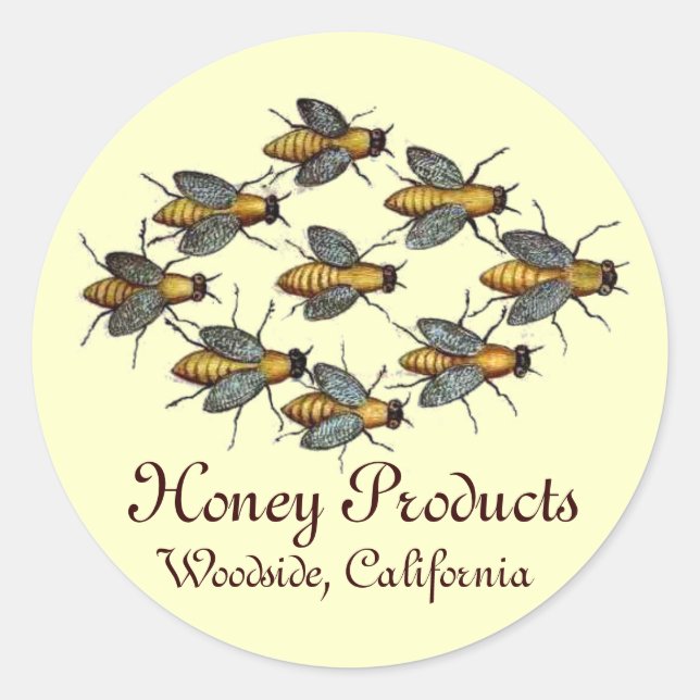 HONEY BEE / BEEKEEPER BEEKEEPING CLASSIC ROUND STICKER (Front)