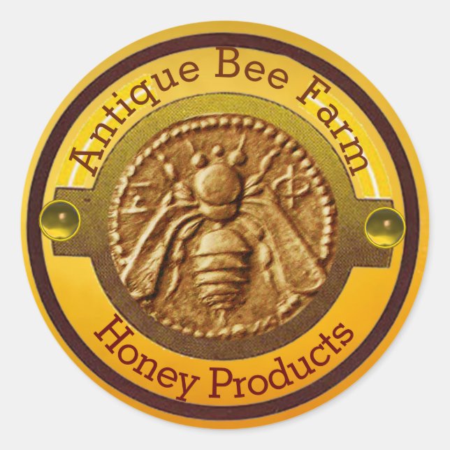 HONEY BEE / BEEKEEPER BEEKEEPING CLASSIC ROUND STICKER (Front)