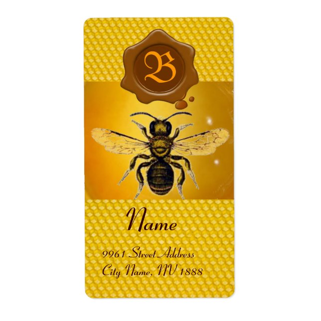 HONEY BEE ,BEEKEEPER,BROWN WAX SEAL  MONOGRAM (Front)