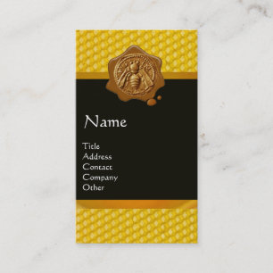 HONEY BEE ,BEEKEEPER BROWN WAX SEAL MONOGRAM BUSINESS CARD