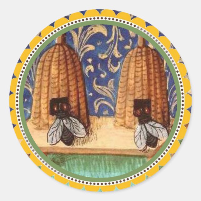 HONEY BEE, BEEKEEPER CLASSIC ROUND STICKER (Front)
