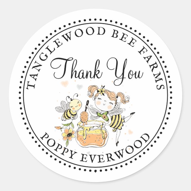 Honey Bee Beekeeper Honey Products Thank You Classic Round Sticker (Front)