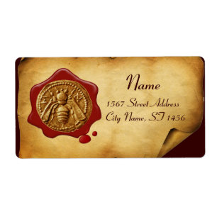 HONEY BEE ,BEEKEEPER RED WAX SEAL,Brown Parchment