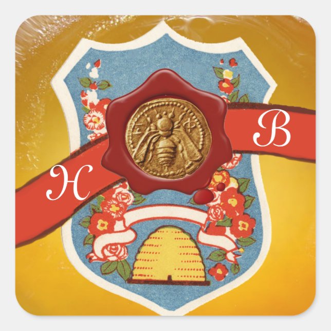 HONEY BEE ,BEEKEEPER RED WAX SEAL CREST MONOGRAM (Front)