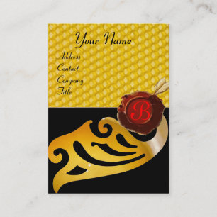 HONEY BEE ,BEEKEEPER RED WAX SEAL MONOGRAM BUSINESS CARD