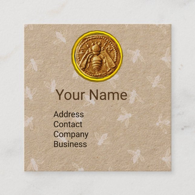 HONEY BEE,BEEKEEPING,BEEKEEPER Kraft Paper Square Business Card (Front)