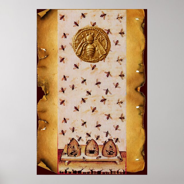 HONEY BEE ,BEEKEEPING,BEEKEEPER PARCHMENT POSTER (Front)