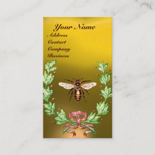 HONEY BEE BEEKEEPING WREATH RED WAX SEAL MONOGRAM BUSINESS CARD