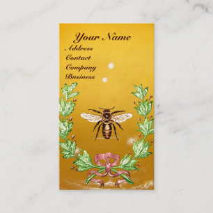 HONEY BEE BEEKEEPING WREATH RED WAX SEAL MONOGRAM BUSINESS CARD